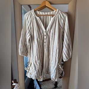 Shop Neighbor Muslin Cotton Neutral Striped Romper Medium